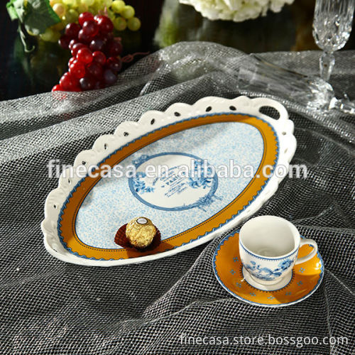 3 Pieces Elegant New Bone China Coffee Set of New Classic